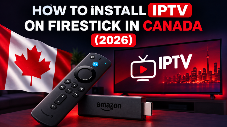 Firestick-style streaming device connected to a TV for IPTV setup